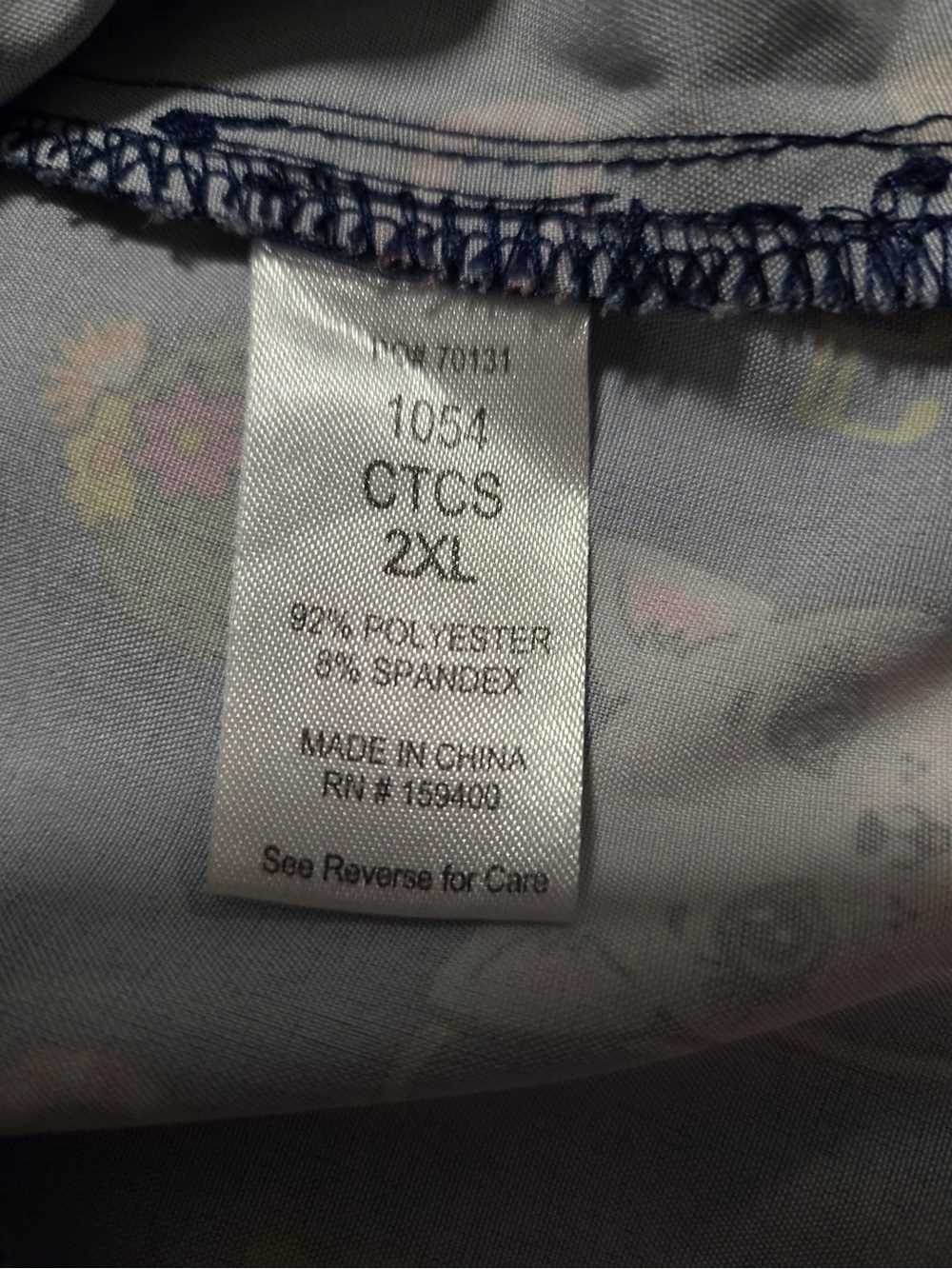 Navy Western Cat & Cactus Print V-Neck Scrub Top - Picture 5 of 5
